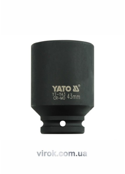 Головка торцева ударна 6-гранна YATO : подовжена, квадрат 3/4