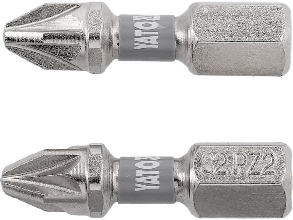 Насадка викруткова YATO PZ2 х 25мм. HEX 1/4", покрита нікелем, 2шт.[10]