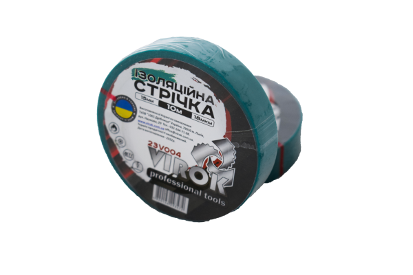 Стрічка ізоляційна VIROK : 15мм х 10 м x 0,18 мм ЗЕЛЕНА [15/240]