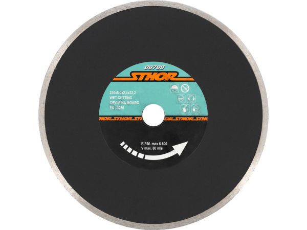 Диск відрізний алмазний суцільний STHOR : Ø=230 мм, t-2,4 х h- 5 мм по кам, бетоні, кераміці [10/30]