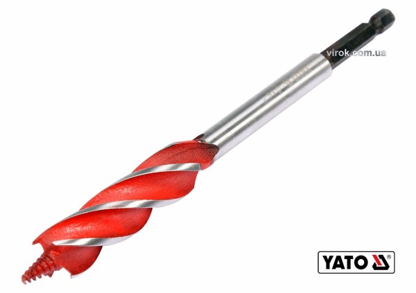 Свердло по дереву YATO : Ø= 18 мм, L= 165 мм, HRC 40-45 з 4 пругами, HEX- 1/4