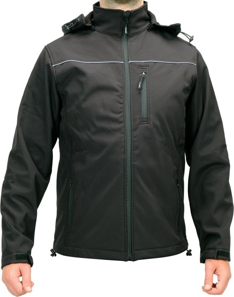 Куртка робоча SOFTSHELL з прикріпн капюшоном YATO розм S, чорна, 3 кишені, 96% поліест і 4% спандекс
