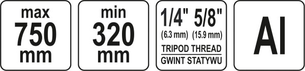 Штатив тринога YATO телескоп (3 секціі) . кріплення 5/8