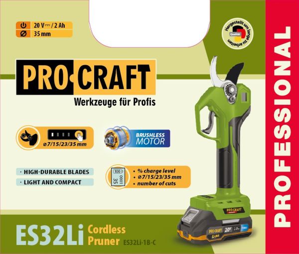 Акумуляторний секатор Procraft ES32Li (з 1 акб)