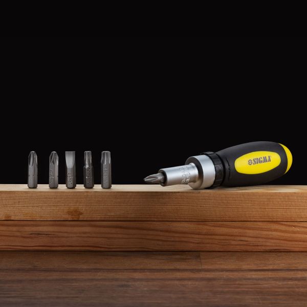 Викрутка з реверсом + насадки торцеві і біти 36шт CrV (кейс) SIGMA (4002511)