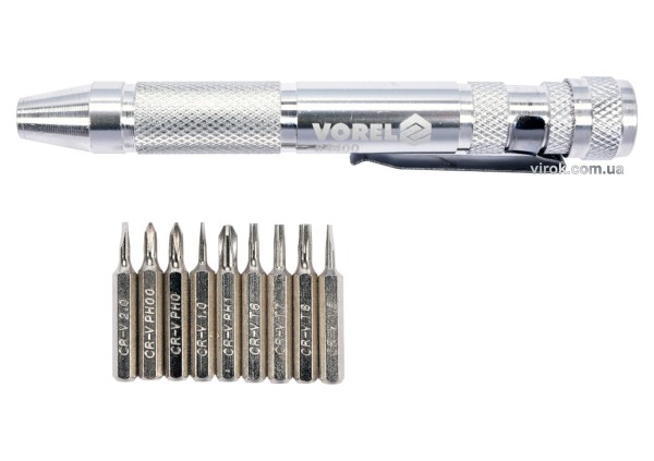 Викрутка реверсивна VOREL : 9 насадок [8/144]