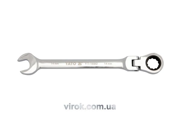 Ключ ріжково-накидний YATO з тріщаткою та шарніром : CrV, М= 15 мм, L= 195 мм [10/50/100]