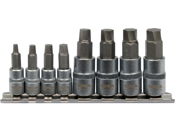 Головки торцеві з насад HEX спіральні для видалення зірв гвинтів YATO: до квадр. 1/4