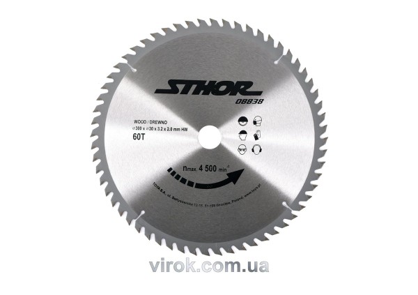 Диск пильний по дереву STHOR. Ø= 300/30 мм, h= 3,2 мм, 60 зубів [10]