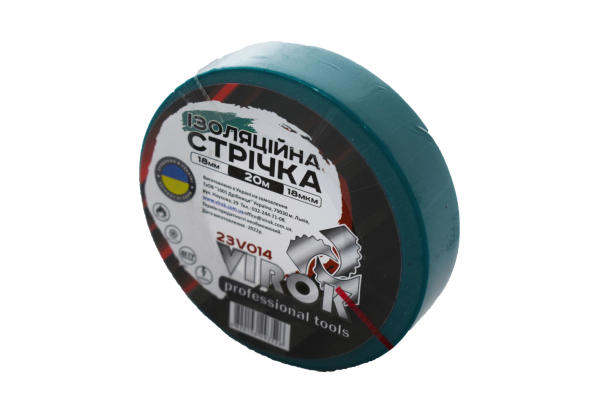 Стрічка ізоляційна VIROK : 18 мм 20 м x 0,18 мм ЗЕЛЕНА [156]