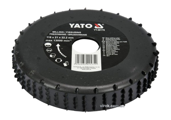 Диск-фреза YATO : Ø= 118 x 22.2 мм, h=21 мм. для дерева, ПВХ, гіпсу [10]