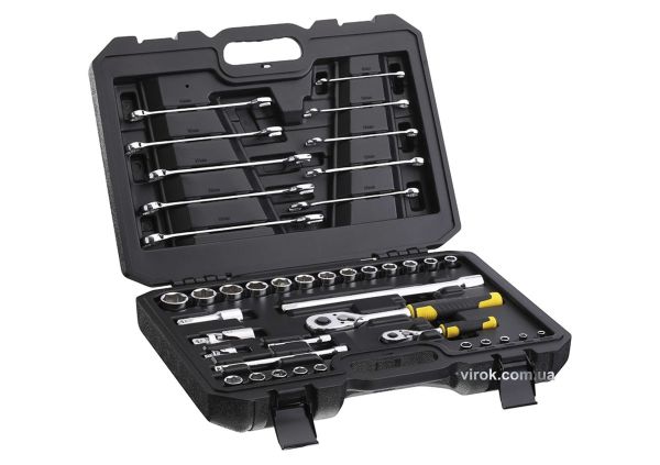 Набір головок торцевих і ключів STANLEY : 1/4", 1/2", з інструментами, в футлярі, 41 шт.