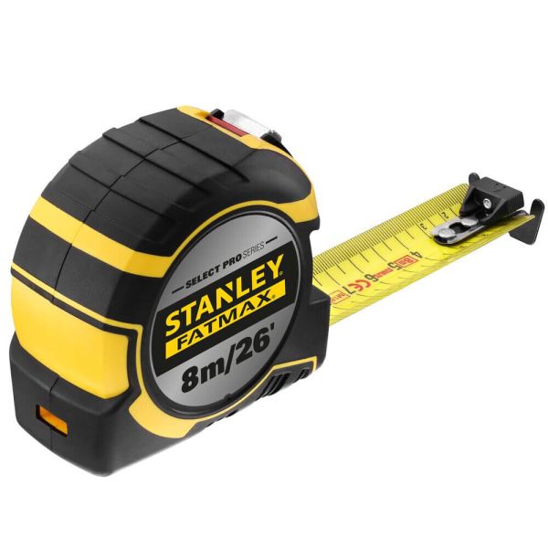 Рулетка вимірювальна FatMax®Autolock довжиною 8 м/26, шириною 25 мм, в обгумованому корпусі, з подвійною шкалою STANLEY FMHT43243-0