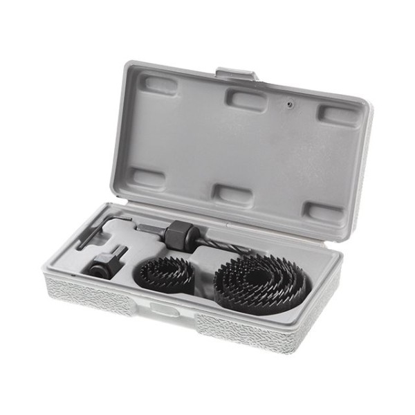 Набір корончастих свердел по деревині, 19-64 мм, 11 шт. (19,22,29,32,38,44,51,64мм) INTERTOOL BT-0023