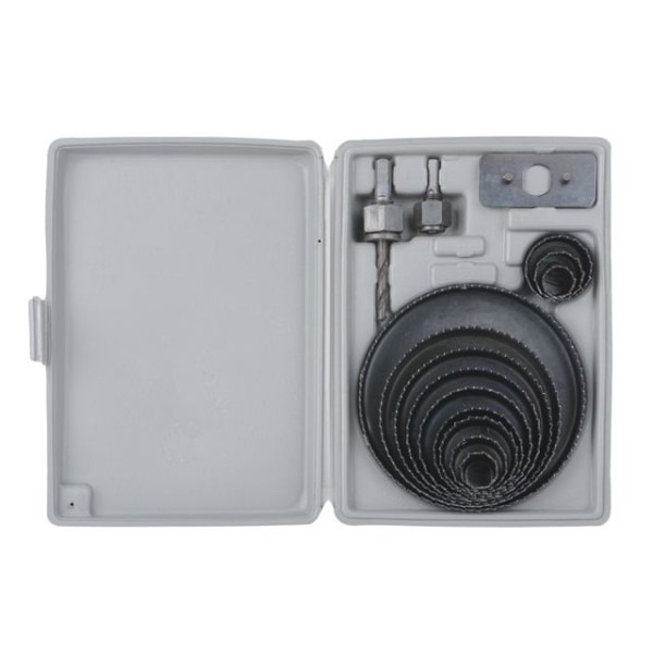 Набір корончатих свердел по деревині 19-127 мм 16 шт (19, 22, 29, 32, 38, 44, 54, 64, 76, 89, 102, 127 мм) INTERTOOL BT-0026