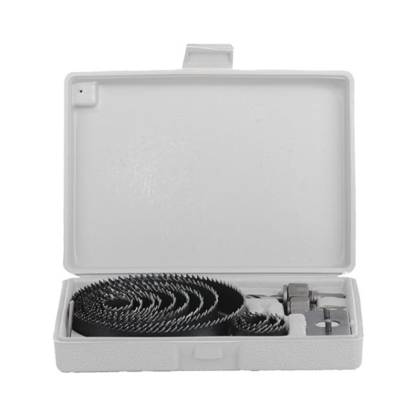 Набір корончатих свердел по деревині 19-127 мм 16 шт (19, 22, 29, 32, 38, 44, 54, 64, 76, 89, 102, 127 мм) INTERTOOL BT-0026