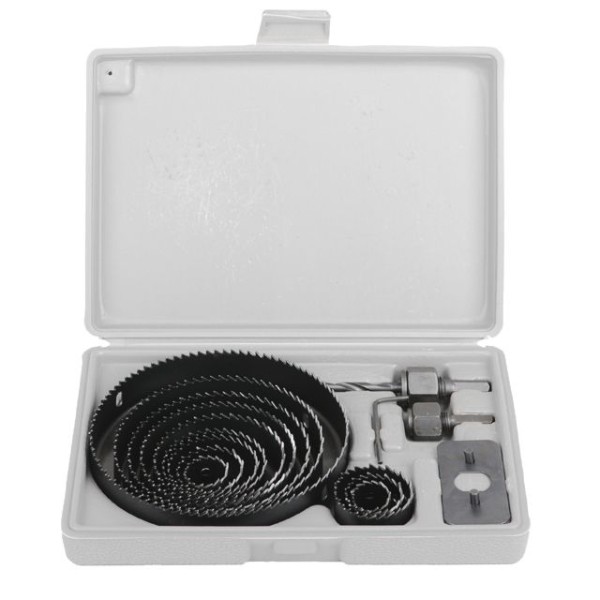 Набір корончатих свердел по деревині 19-127 мм 16 шт (19, 22, 29, 32, 38, 44, 54, 64, 76, 89, 102, 127 мм) INTERTOOL BT-0026