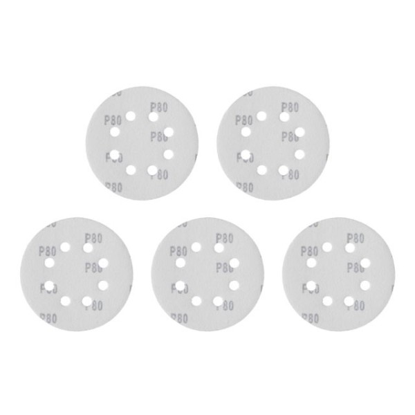 Круг наждаковий самоклеючий 125 мм з отворами , папір клас С, густина 140 г/м2, К80, уп. 5 од. INTERTOOL BT-0585