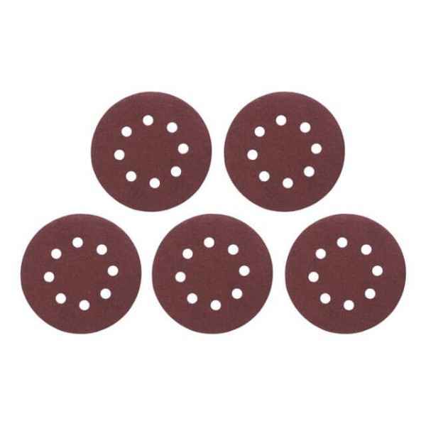 Круг наждаковий самоклеючий 125 мм з отворами , папір клас С, густина 140 г/м2, К100, уп. 5 од. INTERTOOL BT-0586