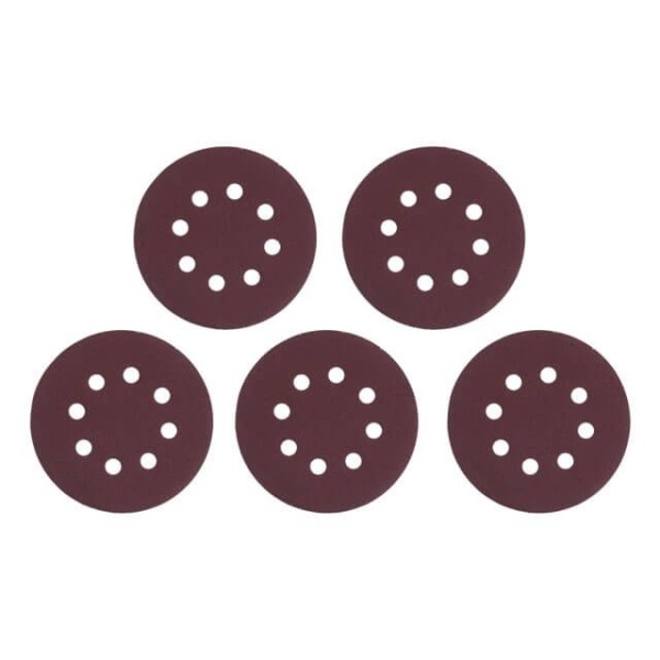 Круг наждаковий самоклеючий 125 мм з отворами , папір клас С, густина 140 г/м2, К120, уп. 5 од. INTERTOOL BT-0587