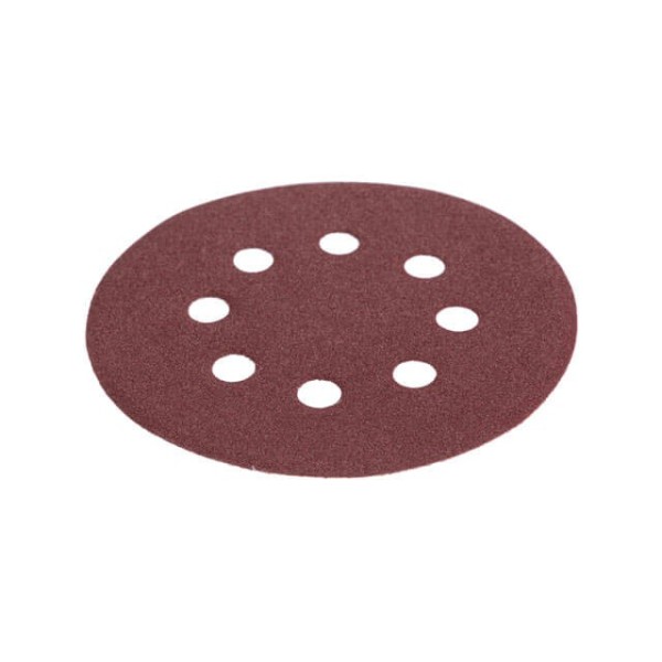 Круг наждаковий самоклеючий 125 мм з отворами , папір клас С, густина 140 г/м2, К120, уп. 5 од. INTERTOOL BT-0587