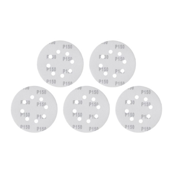 Круг наждаковий самоклеючий 125 мм з отворами , папір клас С, густина 140 г/м2, К150, уп. 5 од. INTERTOOL BT-0588