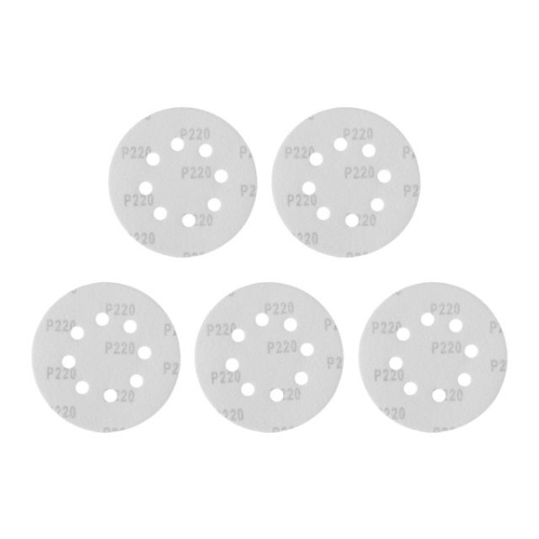 Круг наждаковий самоклеючий 125 мм з отворами , папір клас С, густина 140 г/м2, К220, уп. 5 од. INTERTOOL BT-0590