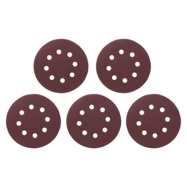 Круг наждаковий самоклейний 125 мм з отворами , папір класу С, густина - 140 г/м², К240, уп. 5 од. INTERTOOL BT-0591