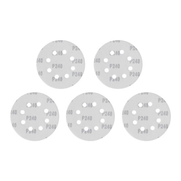 Круг наждаковий самоклейний 125 мм з отворами , папір класу С, густина - 140 г/м², К240, уп. 5 од. INTERTOOL BT-0591