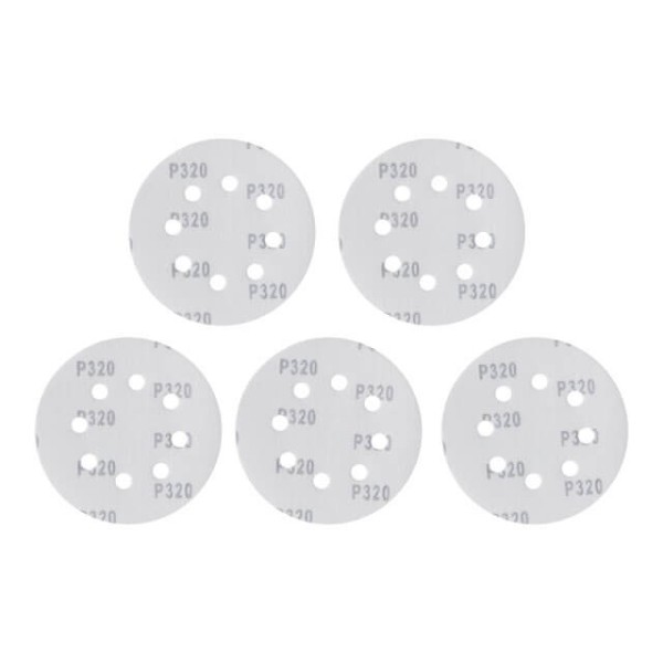 Круг наждаковий самоклеючий 125 мм з отворами , папір клас С, густина 140 г/м2, К320, уп. 5 од. INTERTOOL BT-0592