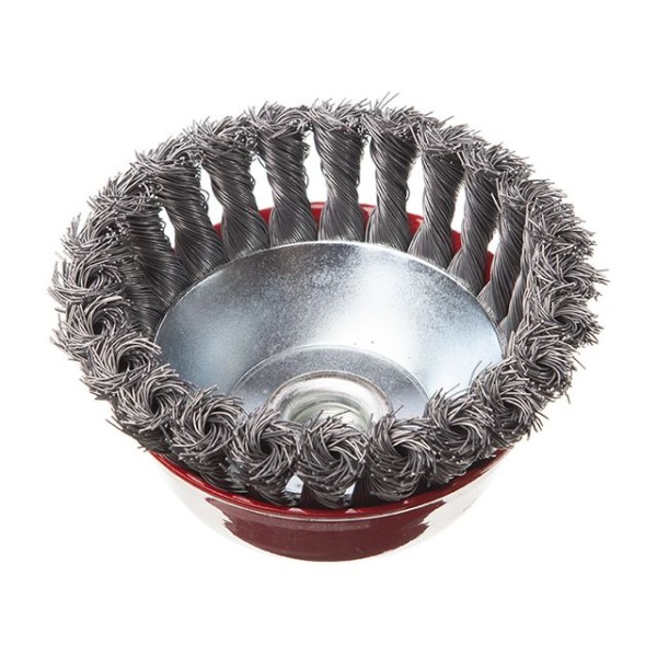 Щітка чашкова 125 мм, для КШМ, М14 (пучки крученого дроту) INTERTOOL BT-2125