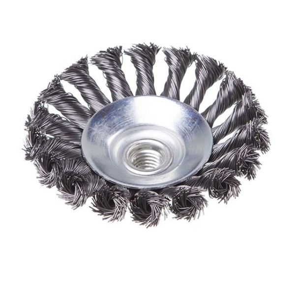 Щітка конусна 100 мм, для КШМ, М14 (пучки крученого дроту) INTERTOOL BT-4100