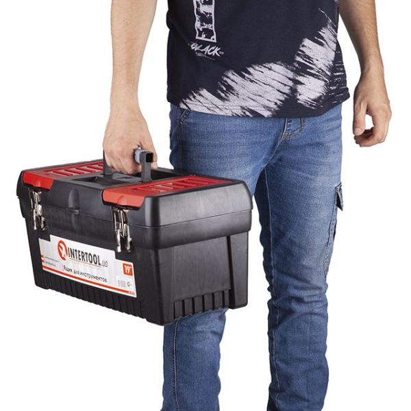 Ящик для інструменту з металевими замками, 19", 483*242*240 мм INTERTOOL BX-1019