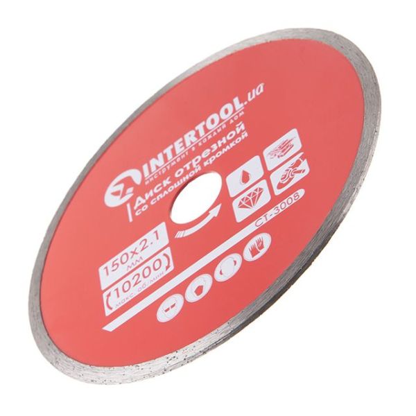 Диск відрізний алмазний по плитці, з суцільною крайкою, 150мм, 22-24% INTERTOOL CT-3008
