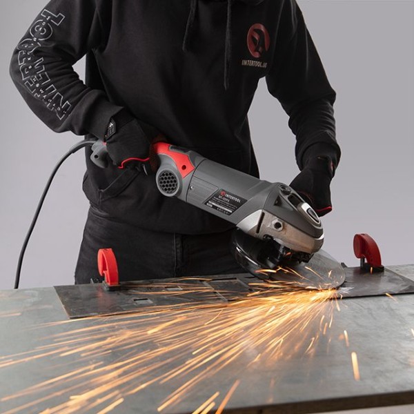 Шліфмашина кутова, 2400 Вт, діаметр диска 230 мм, 6500 об/хв., плавный пуск, поворотна ручка INTERTOOL DT-0295