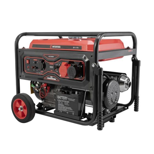 Генератор бензиновий 7/7,5 кВт, 380/220 В, 25 л, електро+ручний старт, мідна обмотка, STORM INTERTOOL DT-1176