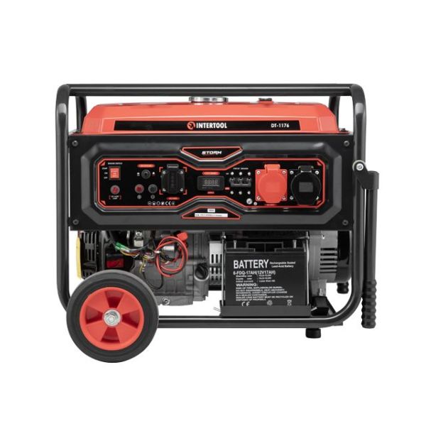 Генератор бензиновий 7/7,5 кВт, 380/220 В, 25 л, електро+ручний старт, мідна обмотка, STORM INTERTOOL DT-1176