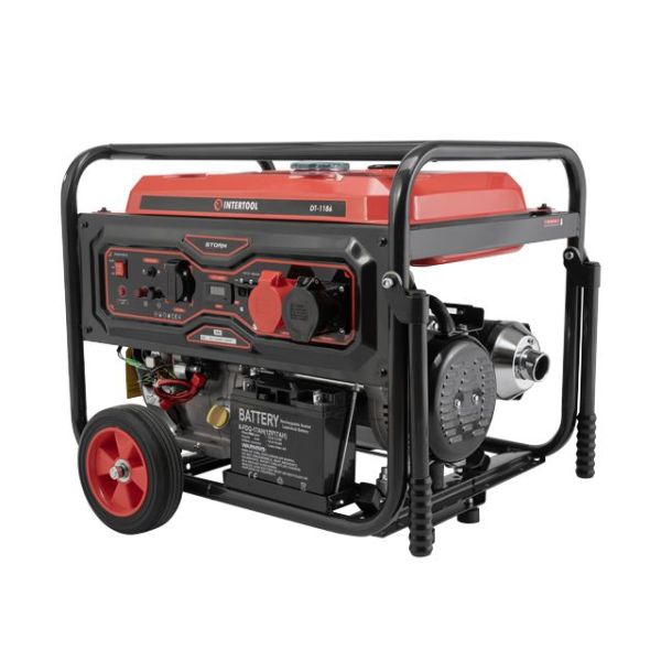 Генератор бензиновий 8/8,5 кВт, 380/220 В, 25 л, електро+ручний старт, мідна обмотка, STORM INTERTOOL DT-1186