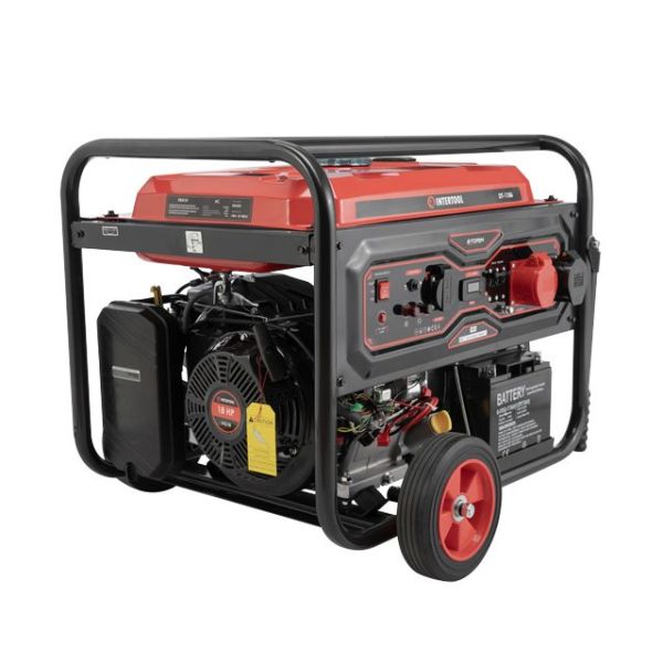 Генератор бензиновий 8/8,5 кВт, 380/220 В, 25 л, електро+ручний старт, мідна обмотка, STORM INTERTOOL DT-1186