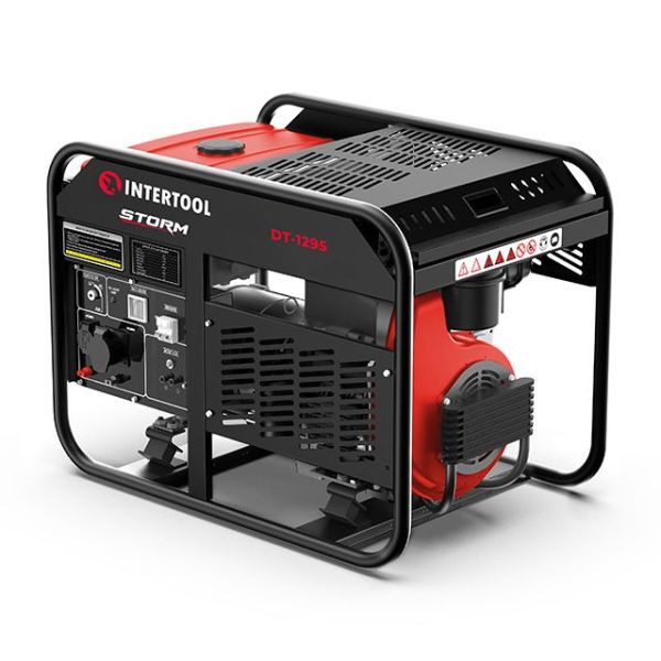 Генератор дизельний 10/11 кВт, 2 циліндра, 380/220 В, 25 л, електро старт, мідна обмотка, STORM INTERTOOL DT-1295