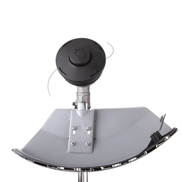 Тример електричний, 1400 Вт, 230 В~50 Гц, 7500 об/хв, плавний пуск,рем.привід, діаметр обертання диска/ліски 255/420 мм, котушка + 3-х зубчастий ніж INTERTOOL DT-2258