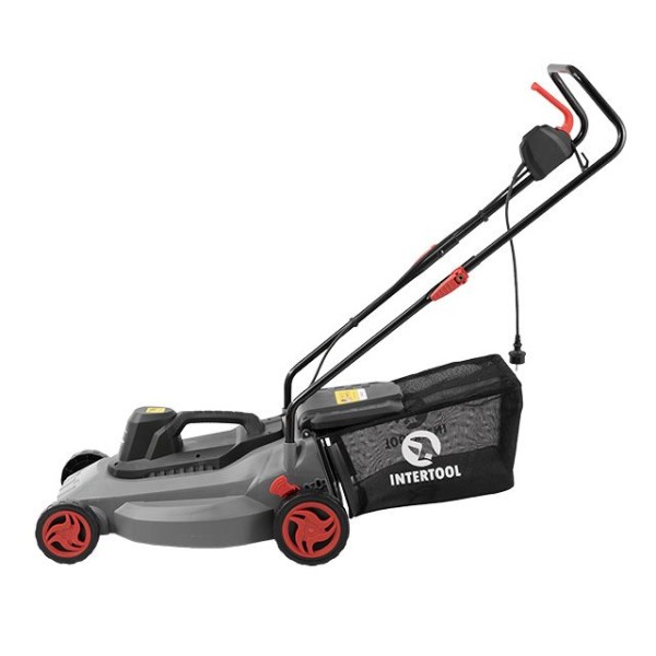 Газонокосарка електрична 1.8 кВт, 230 В~50 Гц, 3000 об/хв, ширина захвату 400 мм, висота зрізу 25-75 мм, контейнер 35 літрів INTERTOOL DT-2262