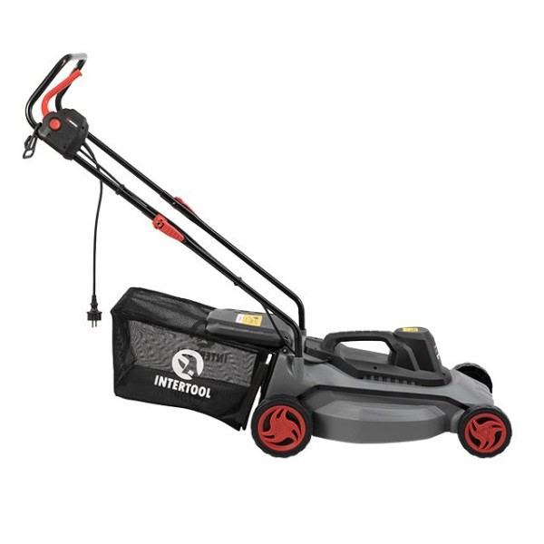Газонокосарка електрична 1.8 кВт, 230 В~50 Гц, 3000 об/хв, ширина захвату 400 мм, висота зрізу 25-75 мм, контейнер 35 літрів INTERTOOL DT-2262