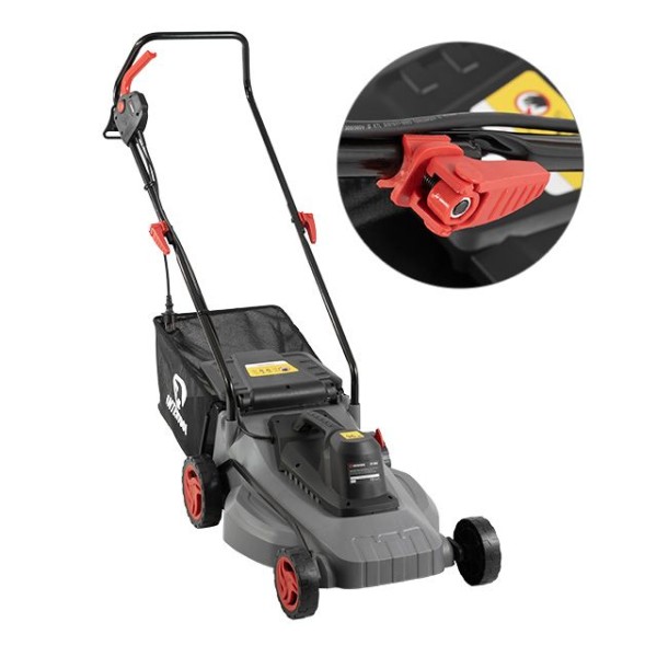 Газонокосарка електрична 1.8 кВт, 230 В~50 Гц, 3000 об/хв, ширина захвату 400 мм, висота зрізу 25-75 мм, контейнер 35 літрів INTERTOOL DT-2262