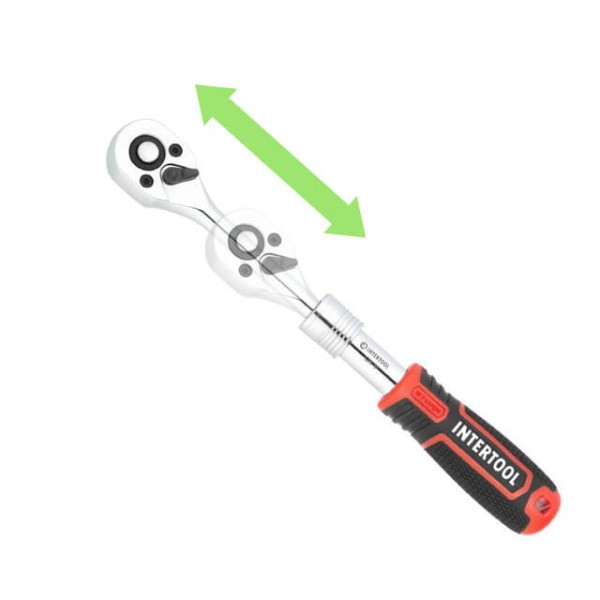 Рукоятка з храповим механізмом телескопічна, 72 зуба 1/4 