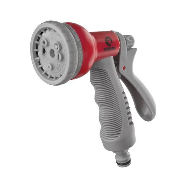 Пістолет-розпилювач для поливу 8-ми функціональний (центральний, туман, душ, кутовий, повний, злива, конічний, плаский). ABS, PP,TPR INTERTOOL GE-0001