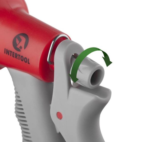 Пістолет-розпилювач для поливу 8-ми функціональний (центральний, туман, душ, кутовий, повний, злива, конічний, плаский). ABS, PP,TPR INTERTOOL GE-0001