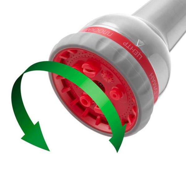 Пістолет-розпилювач для поливу хромований, 8 функцій (центральний, туман, душ, кутовий, повний, злива, конічний, плоский), адаптер 1/2", 3/4", конектори на шланг 1/2" INTERTOOL GE-0005