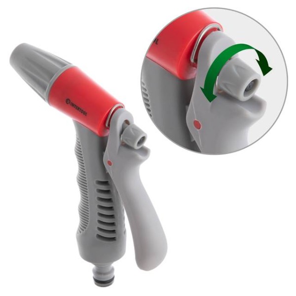 Пістолет-розпилювач для поливу з плавним регулюванням потоку води. ABS, PP, TPR, BRASS INTERTOOL GE-0015