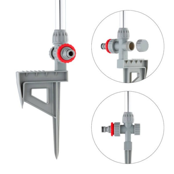Дощувальний пристрій круговий з трьома розпилювачами та з головкою, що обертається на штанзі INTERTOOL GE-0066
